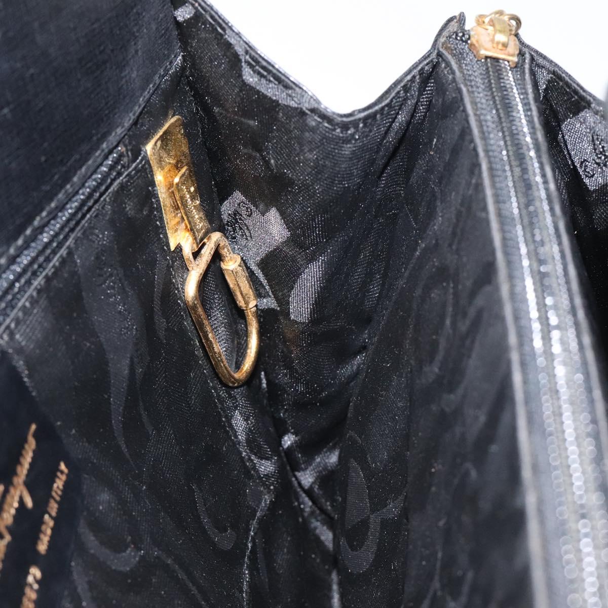 Salvatore Ferragamo Shoulder Bag Leather Black Gold Auth 116392