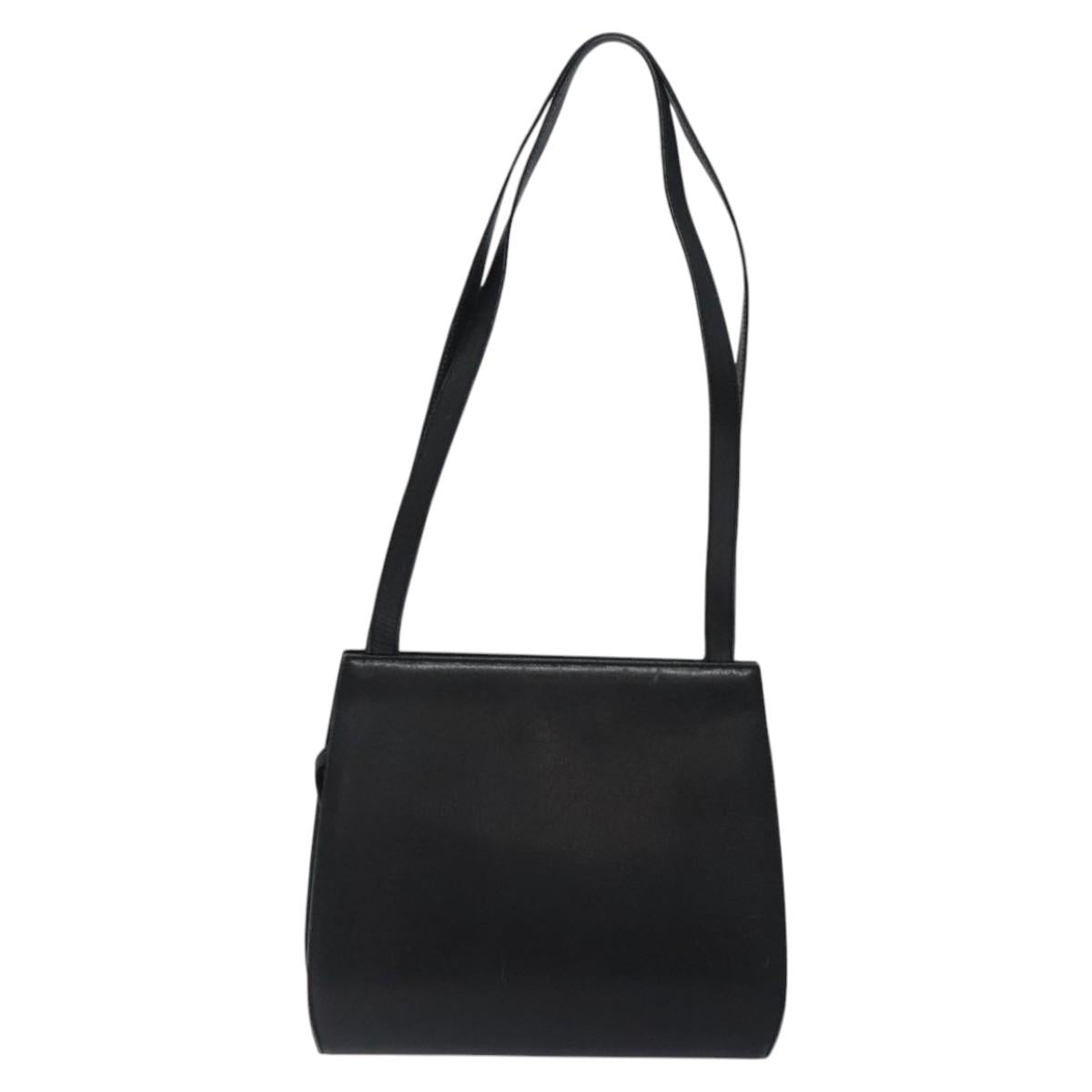 Salvatore Ferragamo Shoulder Bag Leather Black Gold Auth 116392