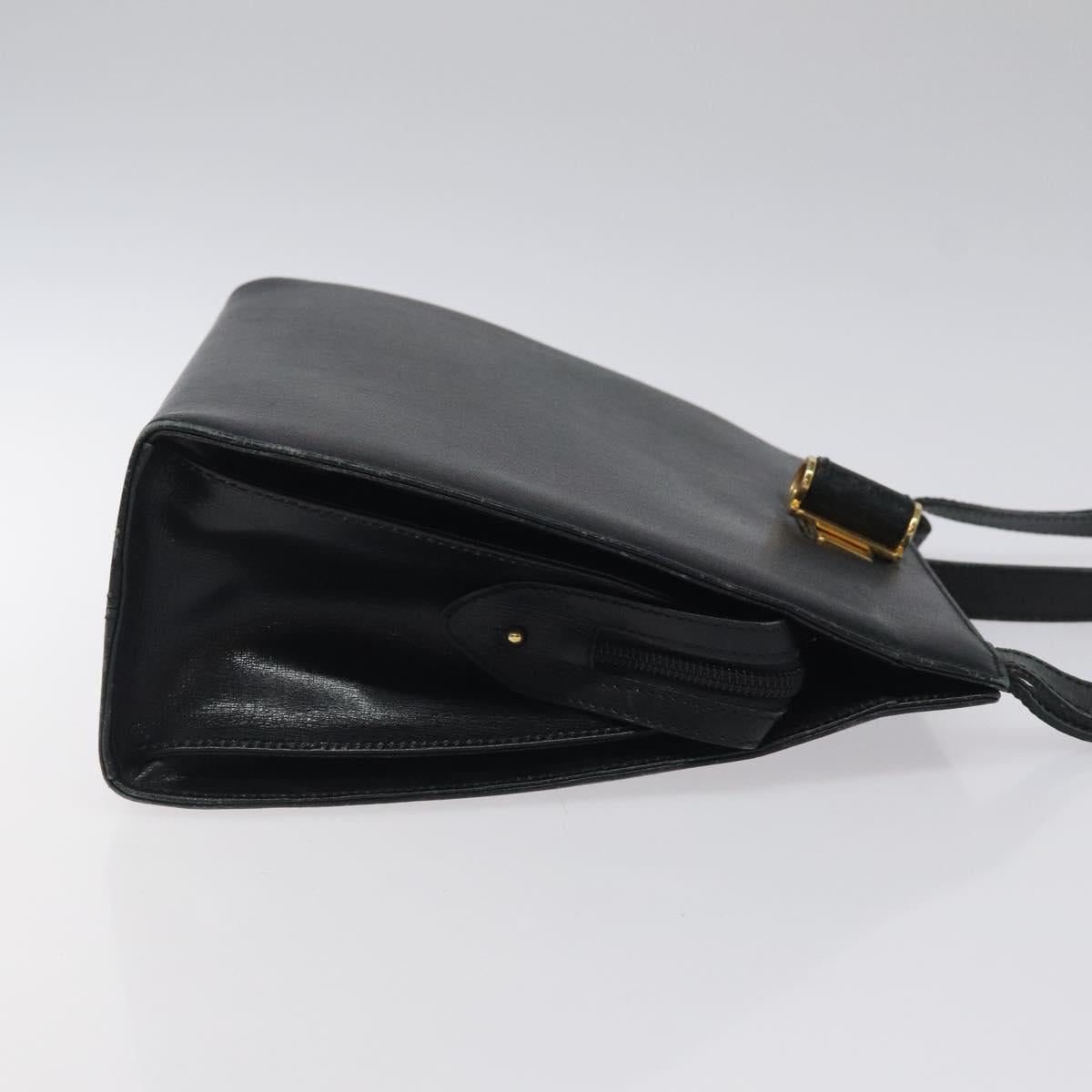 Salvatore Ferragamo Shoulder Bag Leather Black Gold Auth 116392