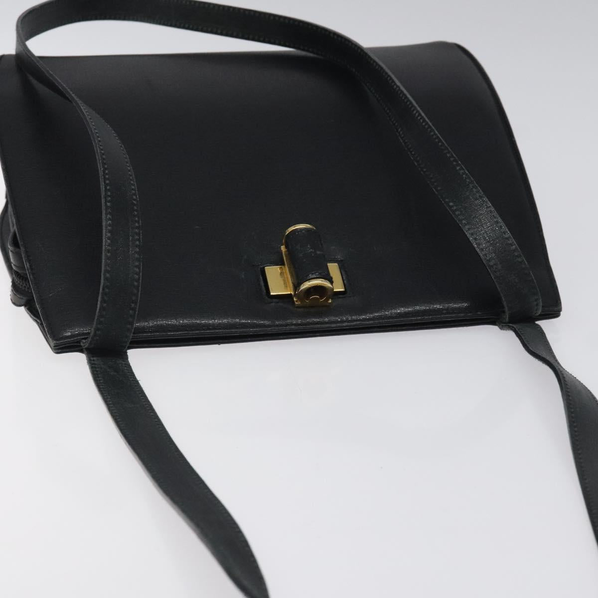 Salvatore Ferragamo Shoulder Bag Leather Black Gold Auth 116392