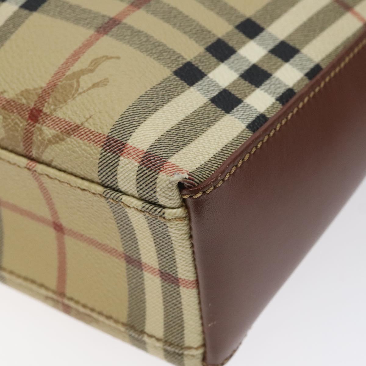 Burberrys Nova Check Shoulder Bag PVC Leather Beige Auth 116394