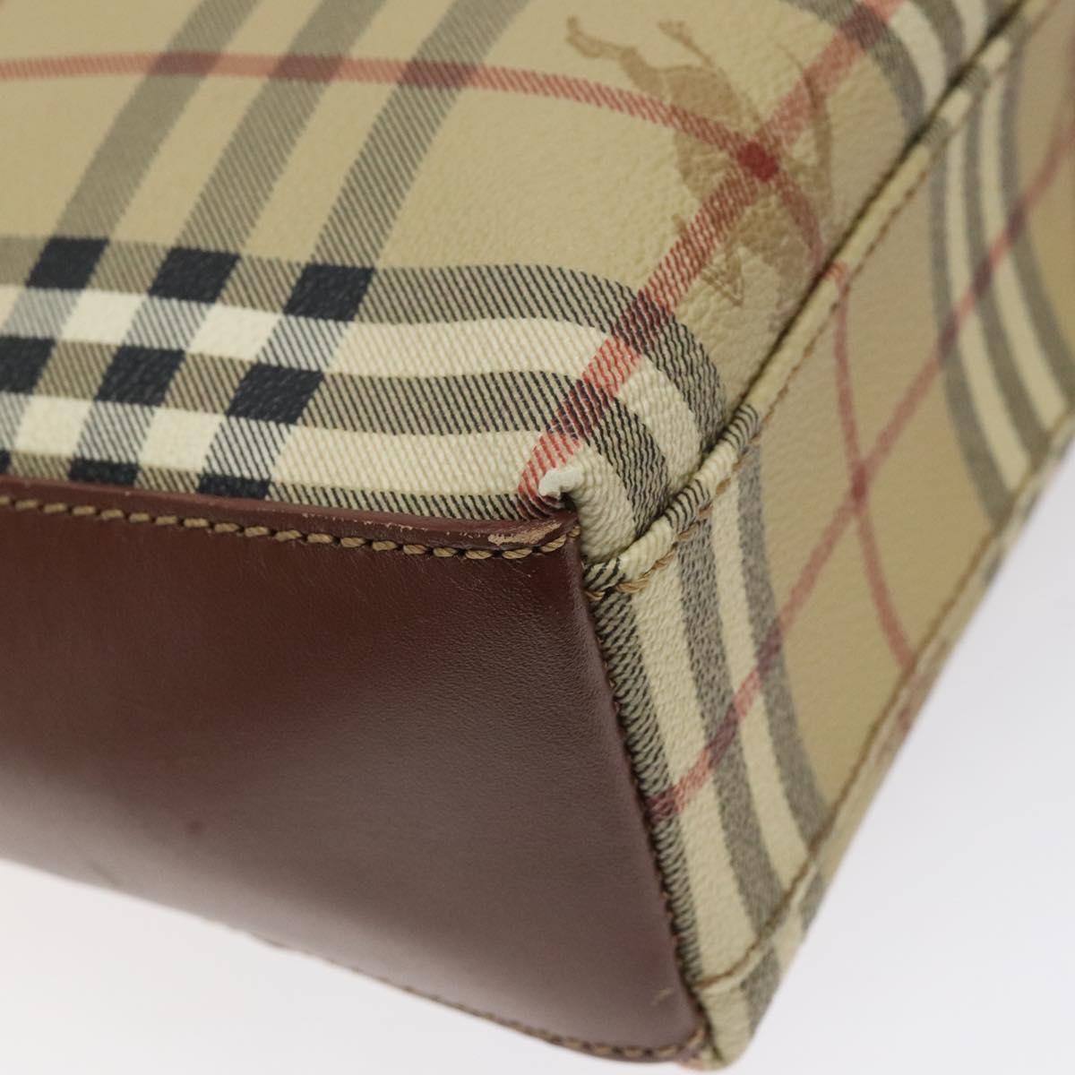 Burberrys Nova Check Shoulder Bag PVC Leather Beige Auth 116394