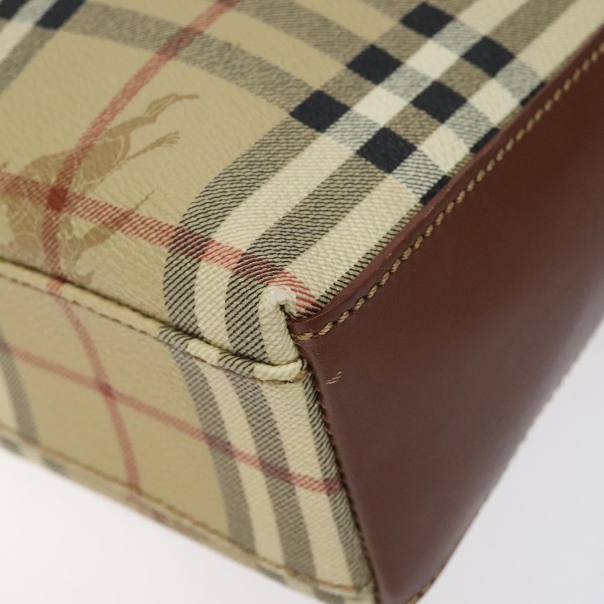 Burberrys Nova Check Shoulder Bag PVC Leather Beige Auth 116394