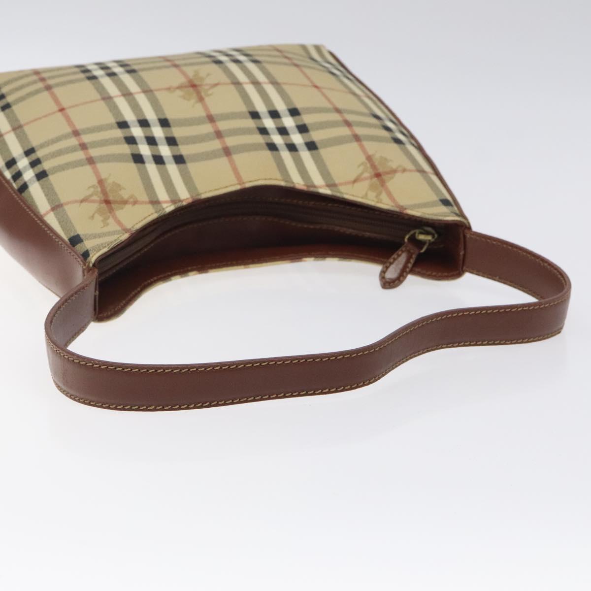 Burberrys Nova Check Shoulder Bag PVC Leather Beige Auth 116394