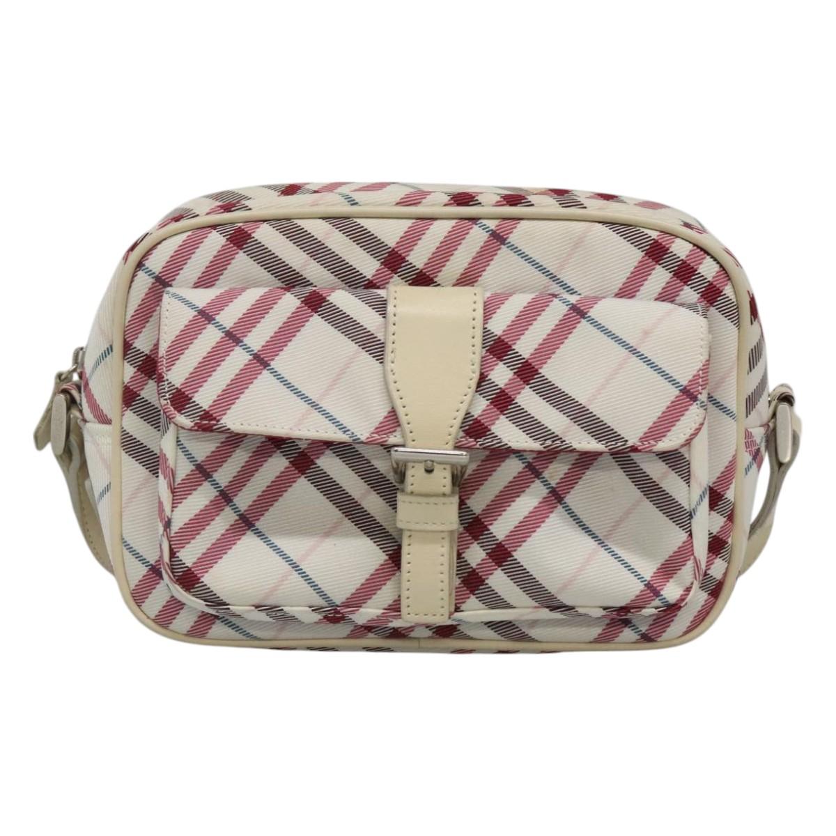 BURBERRY Nova Check Shoulder Bag Nylon Pink Silver Auth 116405