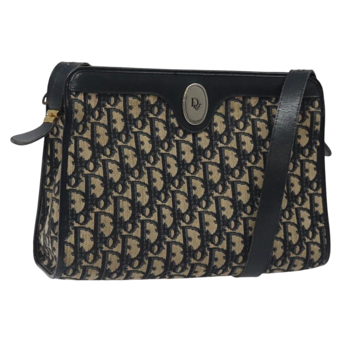 Christian Dior Trotter Canvas Shoulder Bag Navy Auth 116409