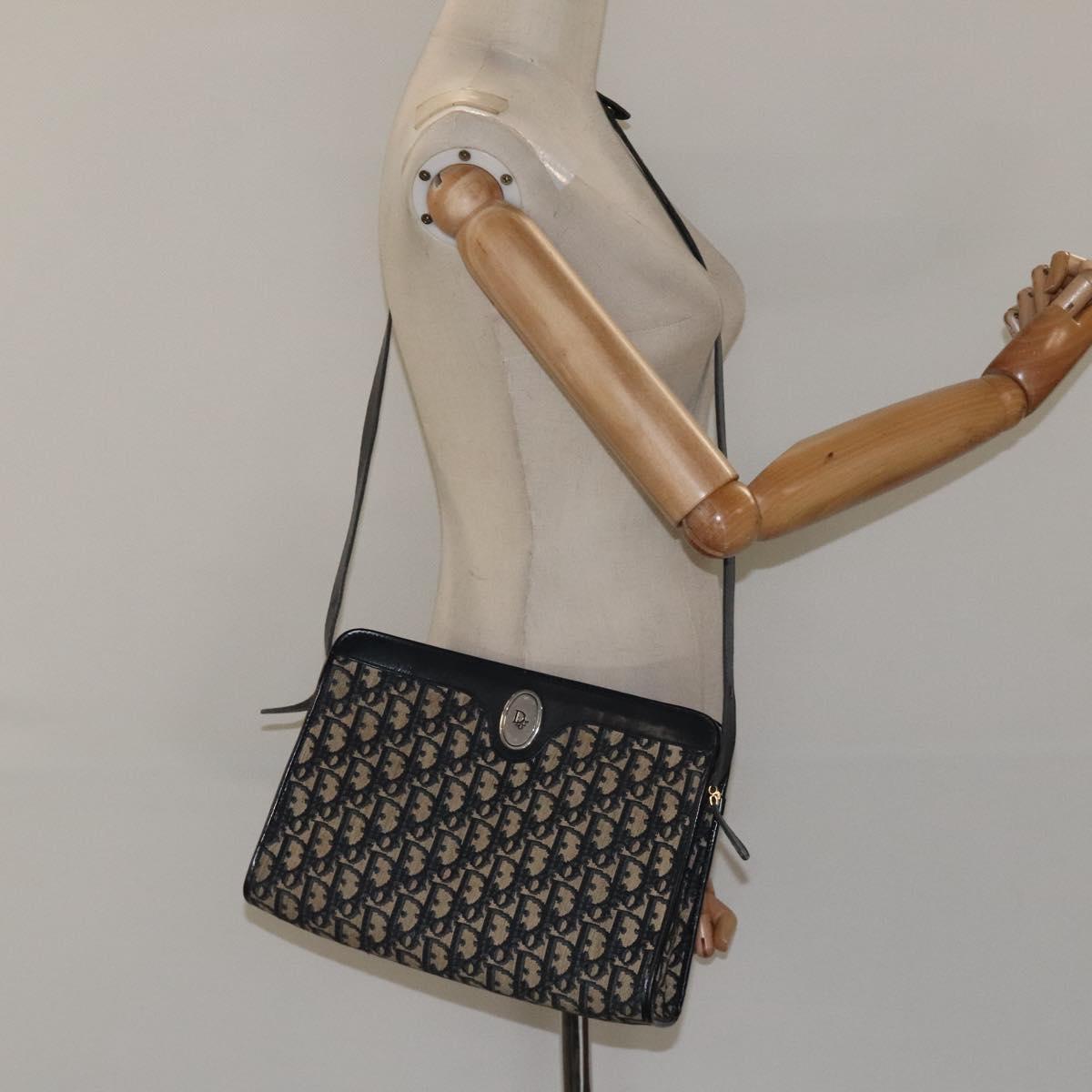 Christian Dior Trotter Canvas Shoulder Bag Navy Auth 116409