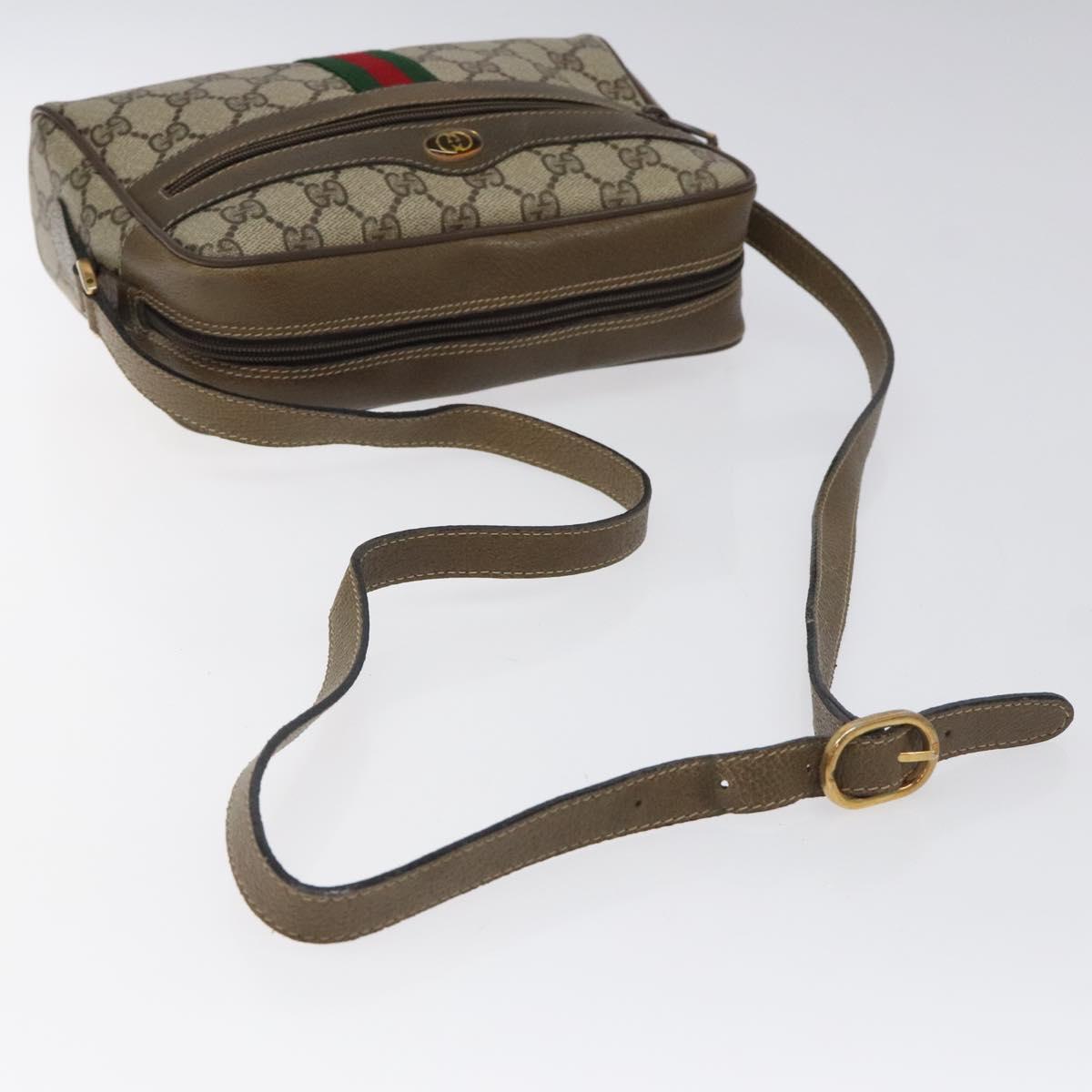 GUCCI GG Supreme Web Sherry Line Shoulder Bag PVC Beige 56 02 004 Auth 116410