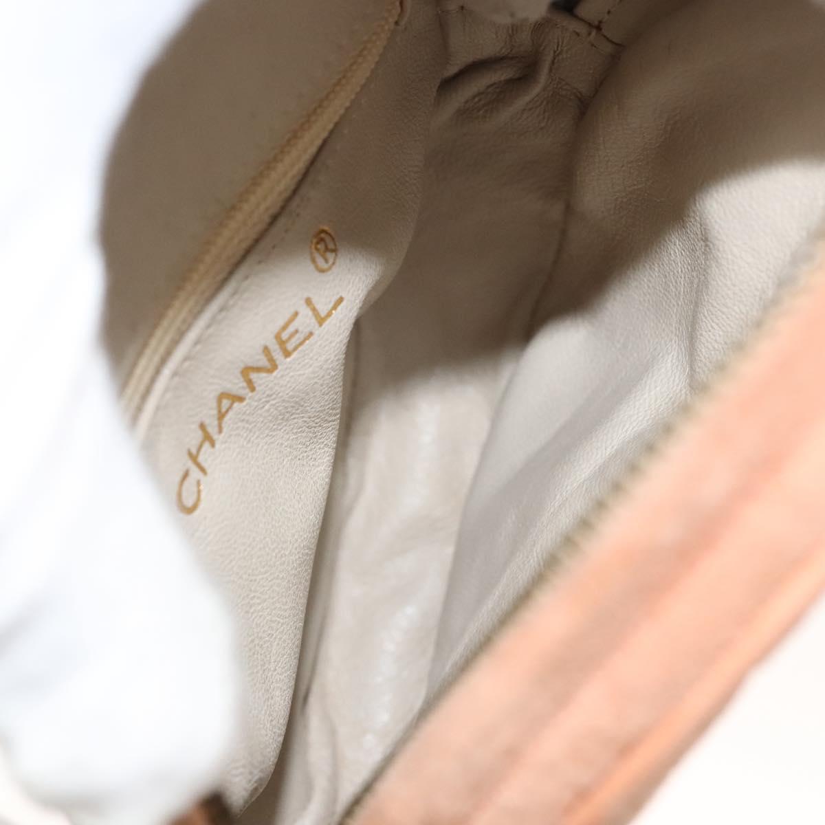 CHANEL Matelasse Chain Hand Bag Suede Orange Gold CC Auth 116417