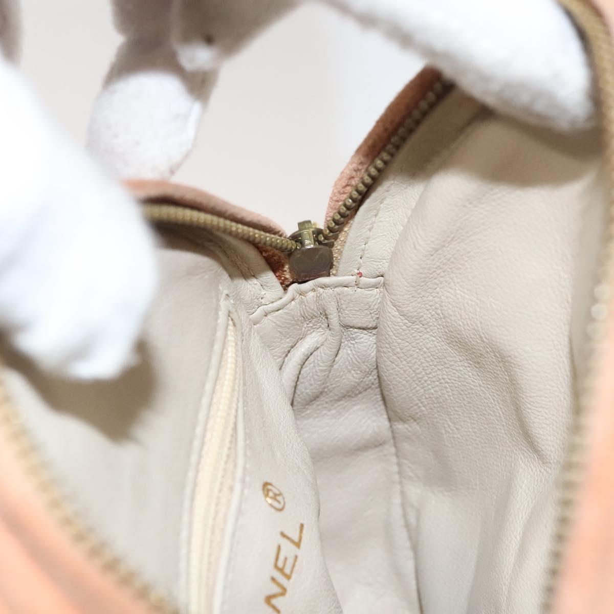 CHANEL Matelasse Chain Hand Bag Suede Orange Gold CC Auth 116417