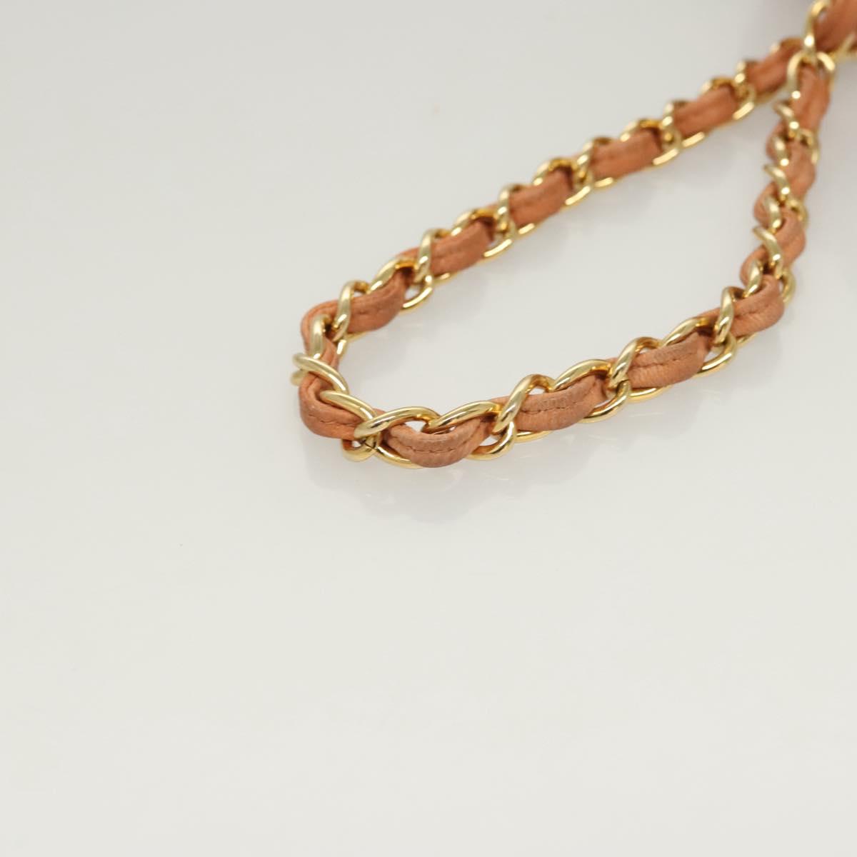 CHANEL Matelasse Chain Hand Bag Suede Orange Gold CC Auth 116417
