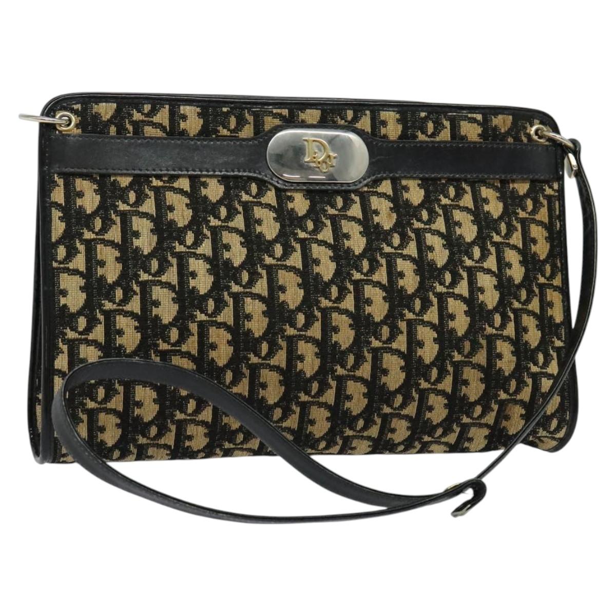 Christian Dior Trotter Canvas Shoulder Bag Black Auth 116422