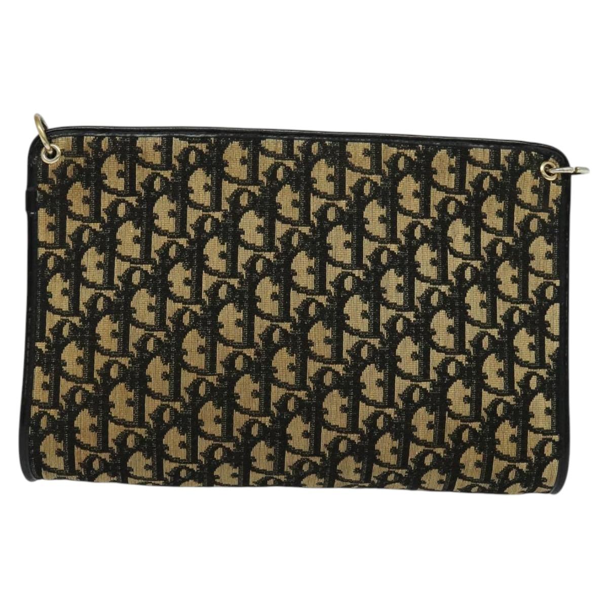 Christian Dior Trotter Canvas Shoulder Bag Black Auth 116422