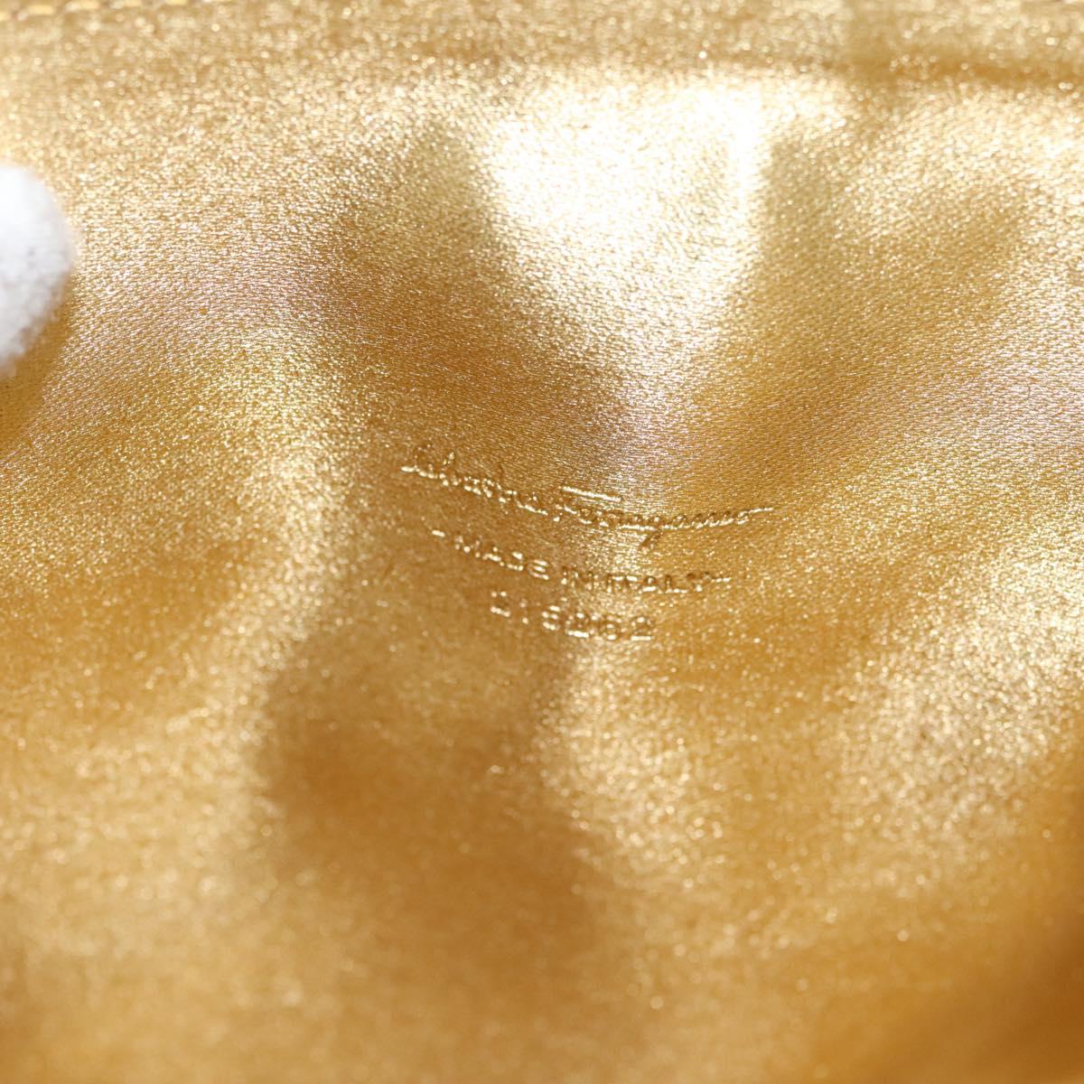 Salvatore Ferragamo Gancini Hand Bag plastic Clear Gold Auth 116442