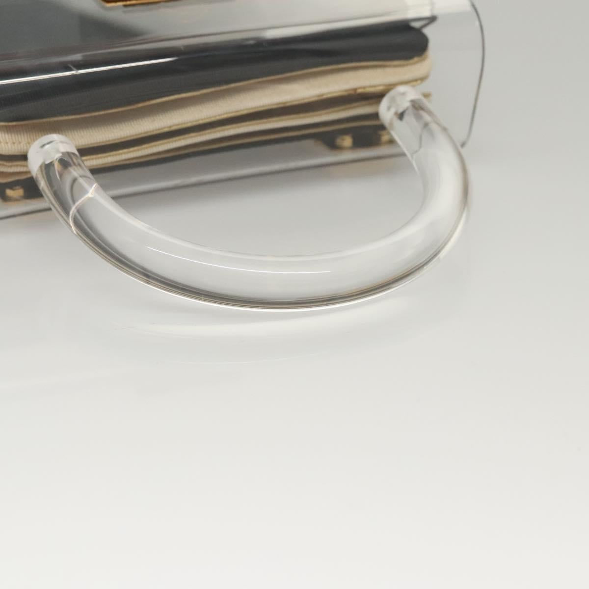 Salvatore Ferragamo Gancini Hand Bag plastic Clear Gold Auth 116442