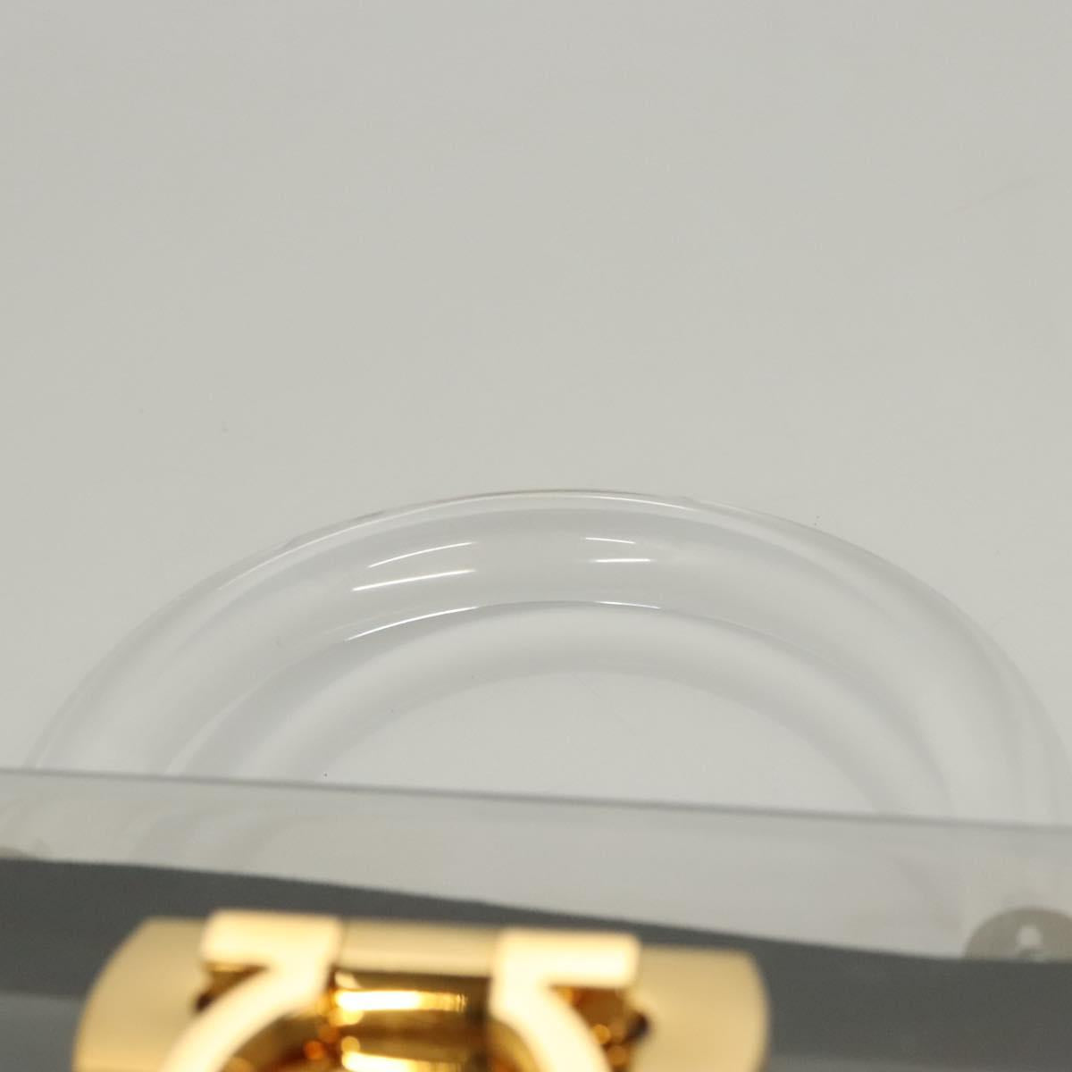 Salvatore Ferragamo Gancini Hand Bag plastic Clear Gold Auth 116442