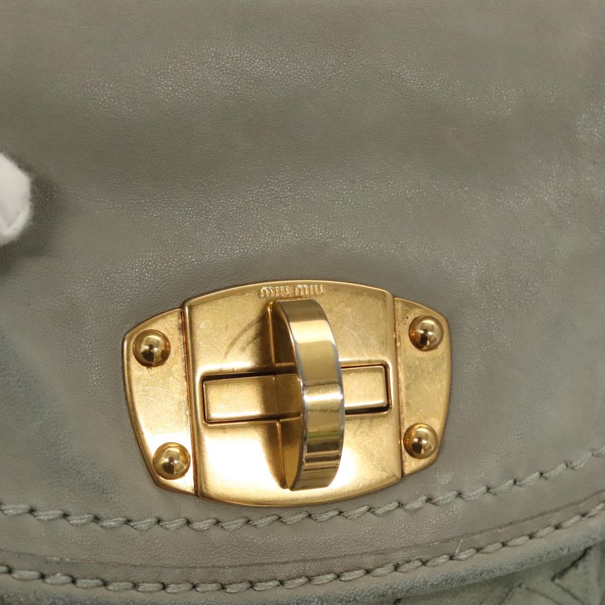 Miu Miu Shoulder Bag Suede Light Blue Gold Auth 116443