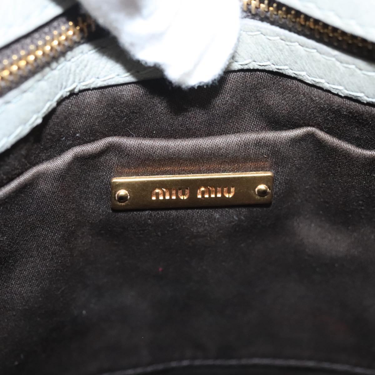 Miu Miu Shoulder Bag Suede Light Blue Gold Auth 116443
