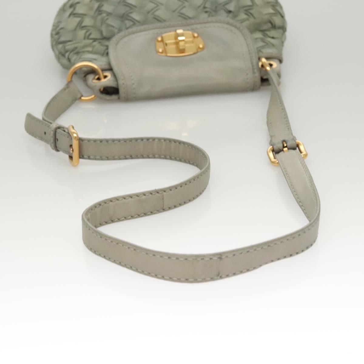 Miu Miu Shoulder Bag Suede Light Blue Gold Auth 116443