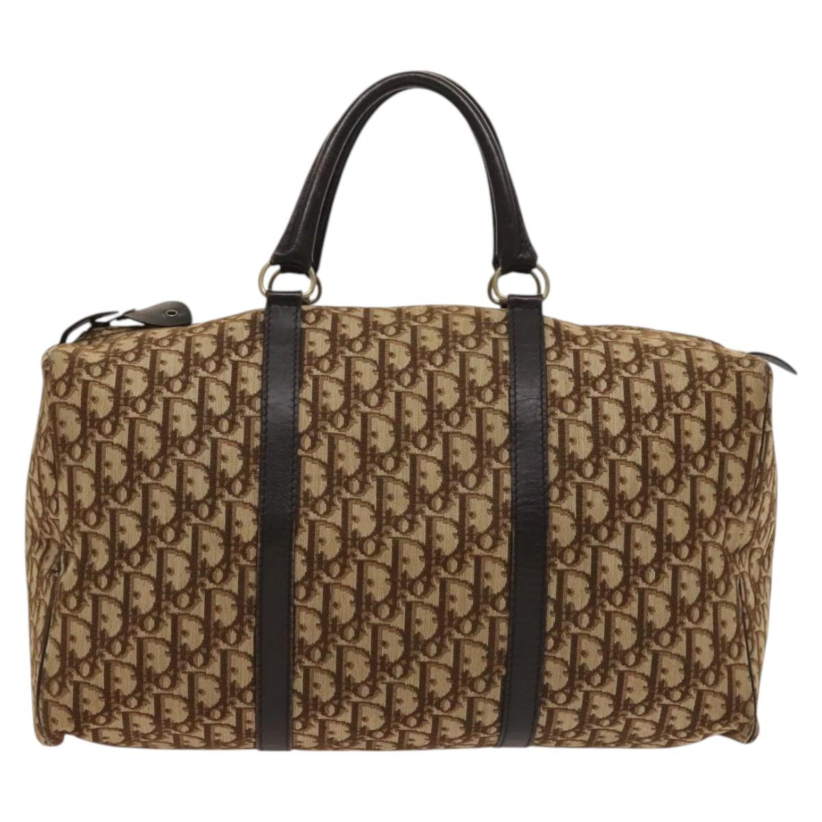 Christian Dior Trotter Canvas Boston Bag Brown Auth 116464