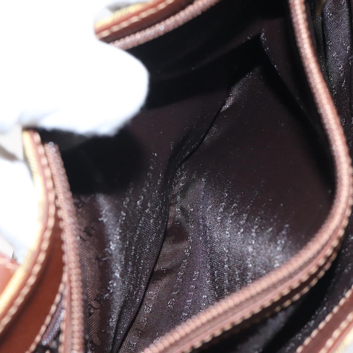 BURBERRY Nova Check Hand Bag PVC Leather Beige Auth 116465