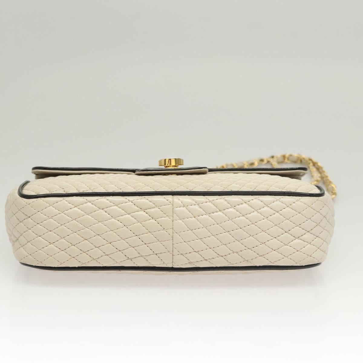 BALLY Quilted Chain Shoulder Bag Leather Beige Auth 116474