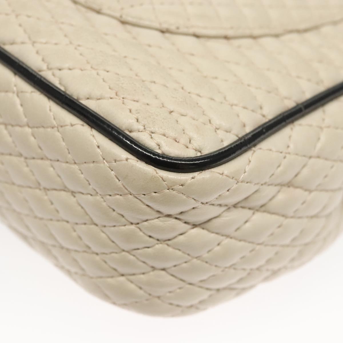 BALLY Quilted Chain Shoulder Bag Leather Beige Auth 116474