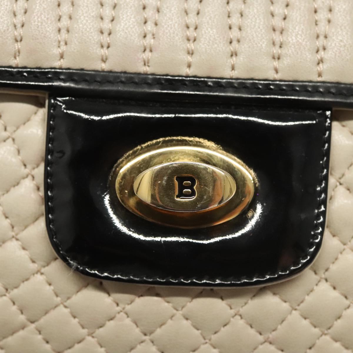 BALLY Quilted Chain Shoulder Bag Leather Beige Auth 116474