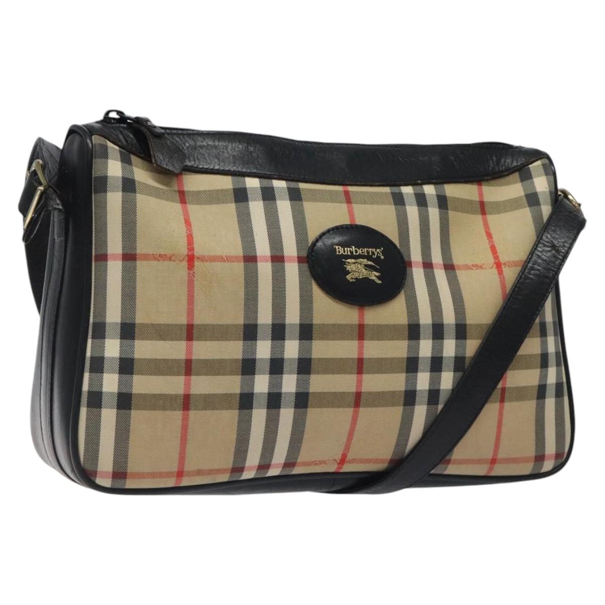 Burberrys Nova Check Shoulder Bag Canvas Beige Auth 116476