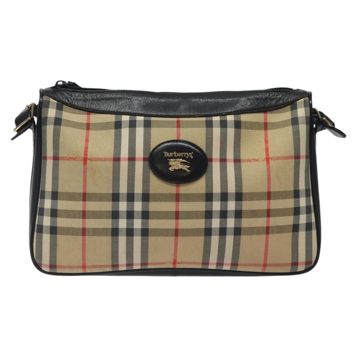 Burberrys Nova Check Shoulder Bag Canvas Beige Auth 116476