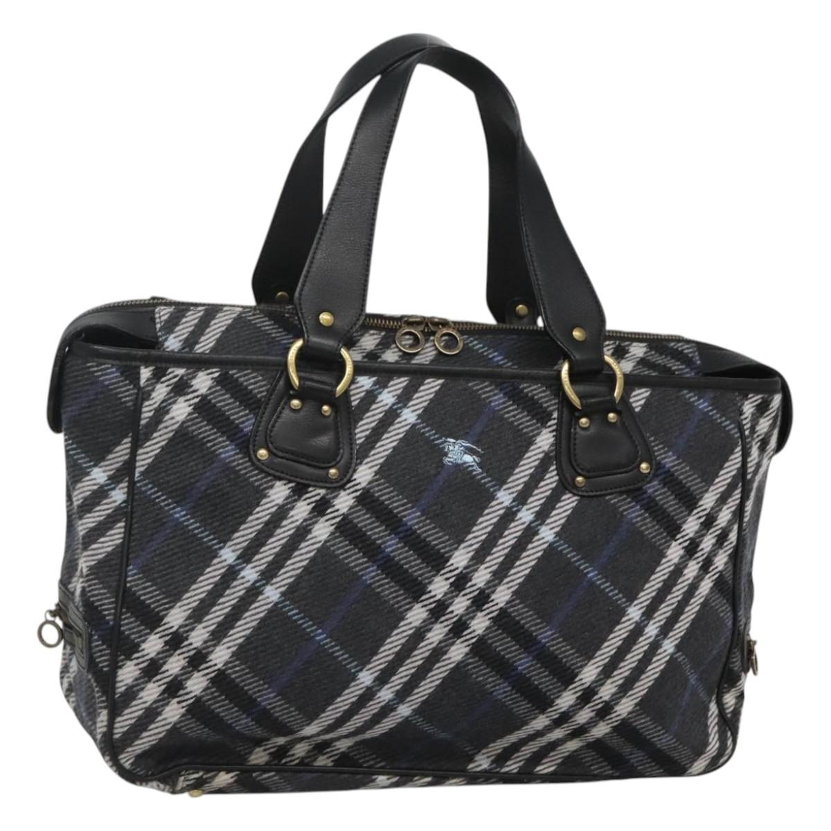 BURBERRY Nova Check Blue Label Tote Bag Wool Blue Auth 116491