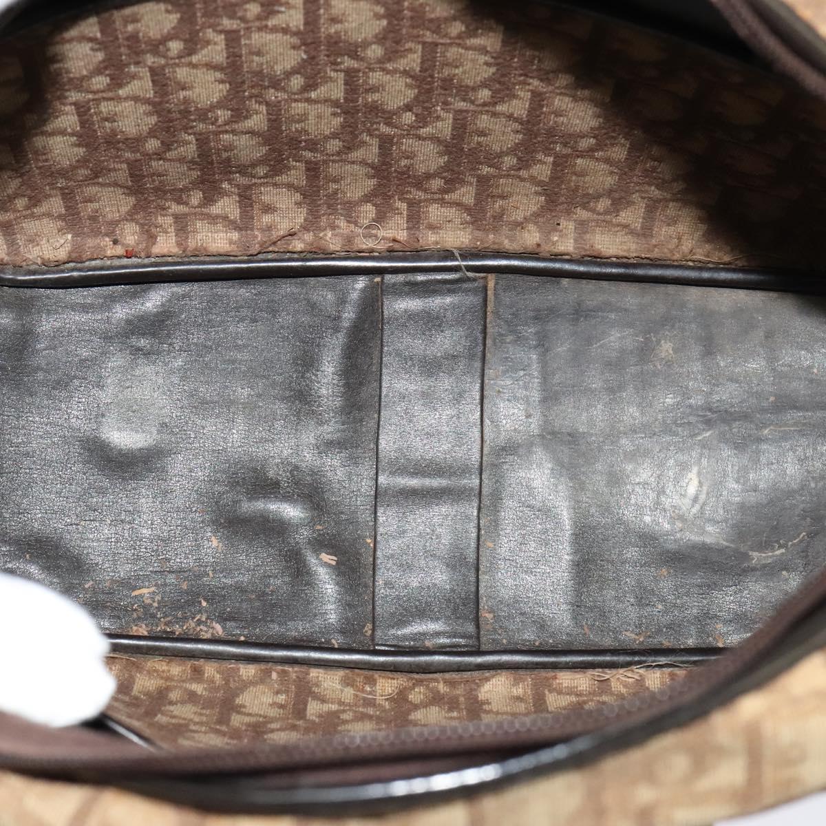 Christian Dior Trotter Canvas Shoulder Bag Brown Auth 116492