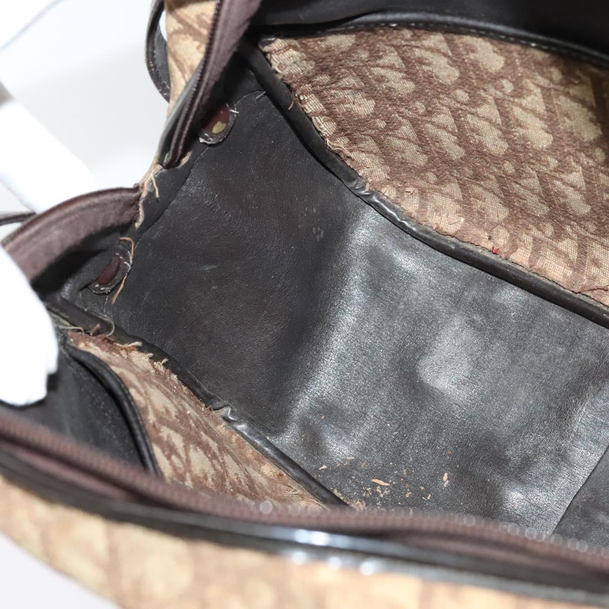 Christian Dior Trotter Canvas Shoulder Bag Brown Auth 116492