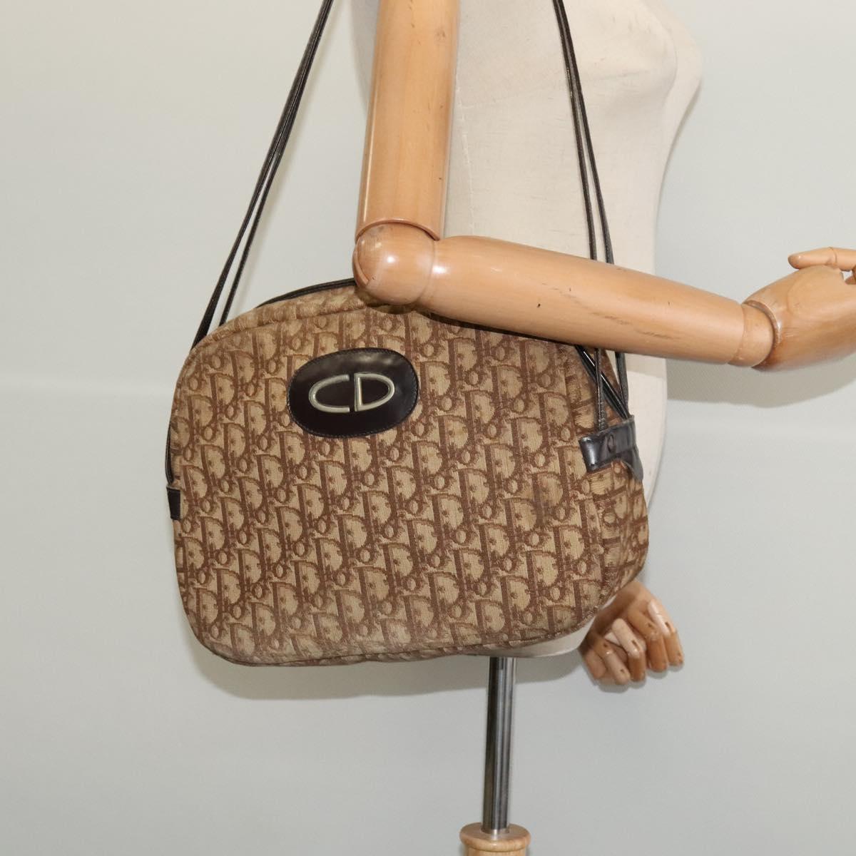 Christian Dior Trotter Canvas Shoulder Bag Brown Auth 116492