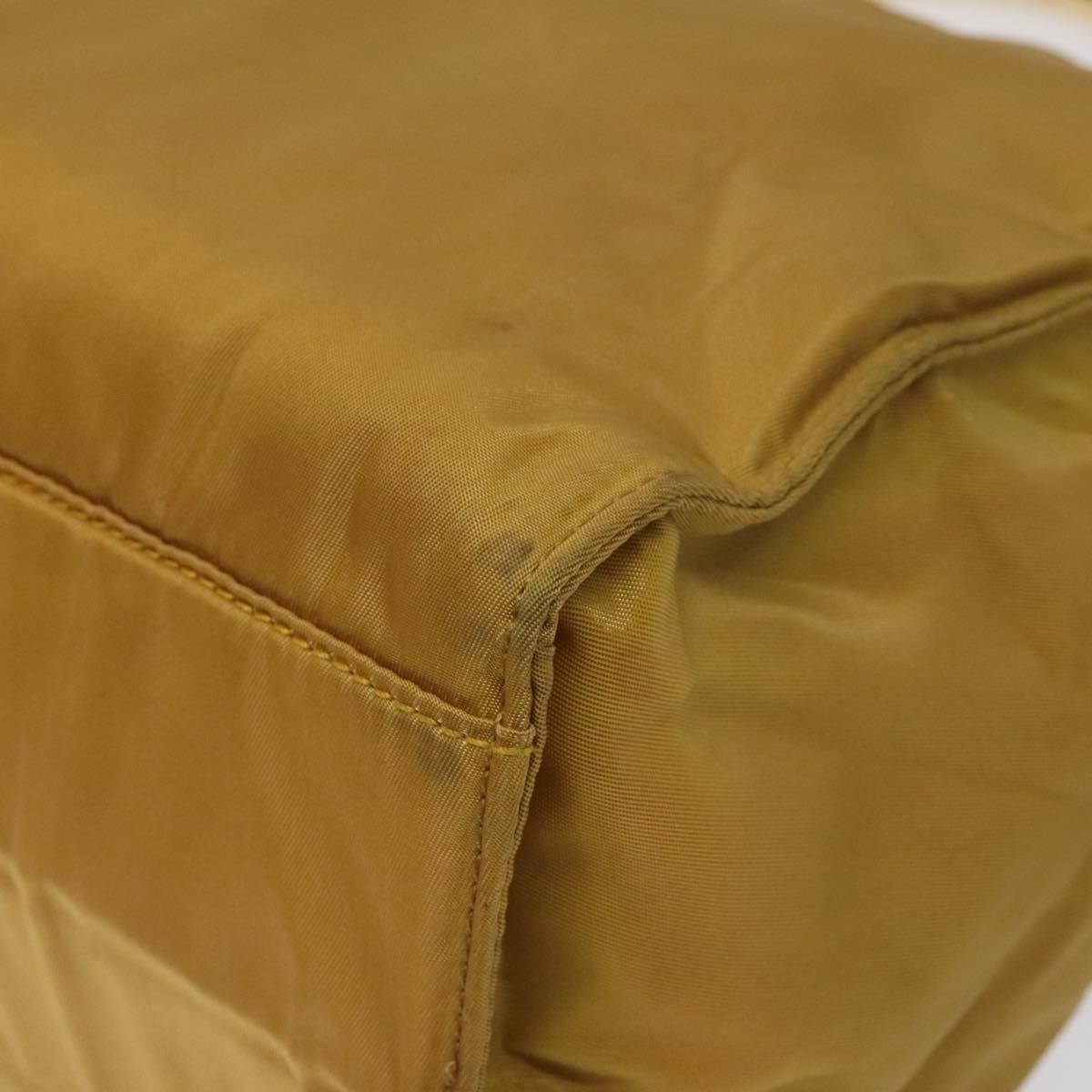 PRADA Hand Bag Nylon Metal Yellow Gold Auth 116493