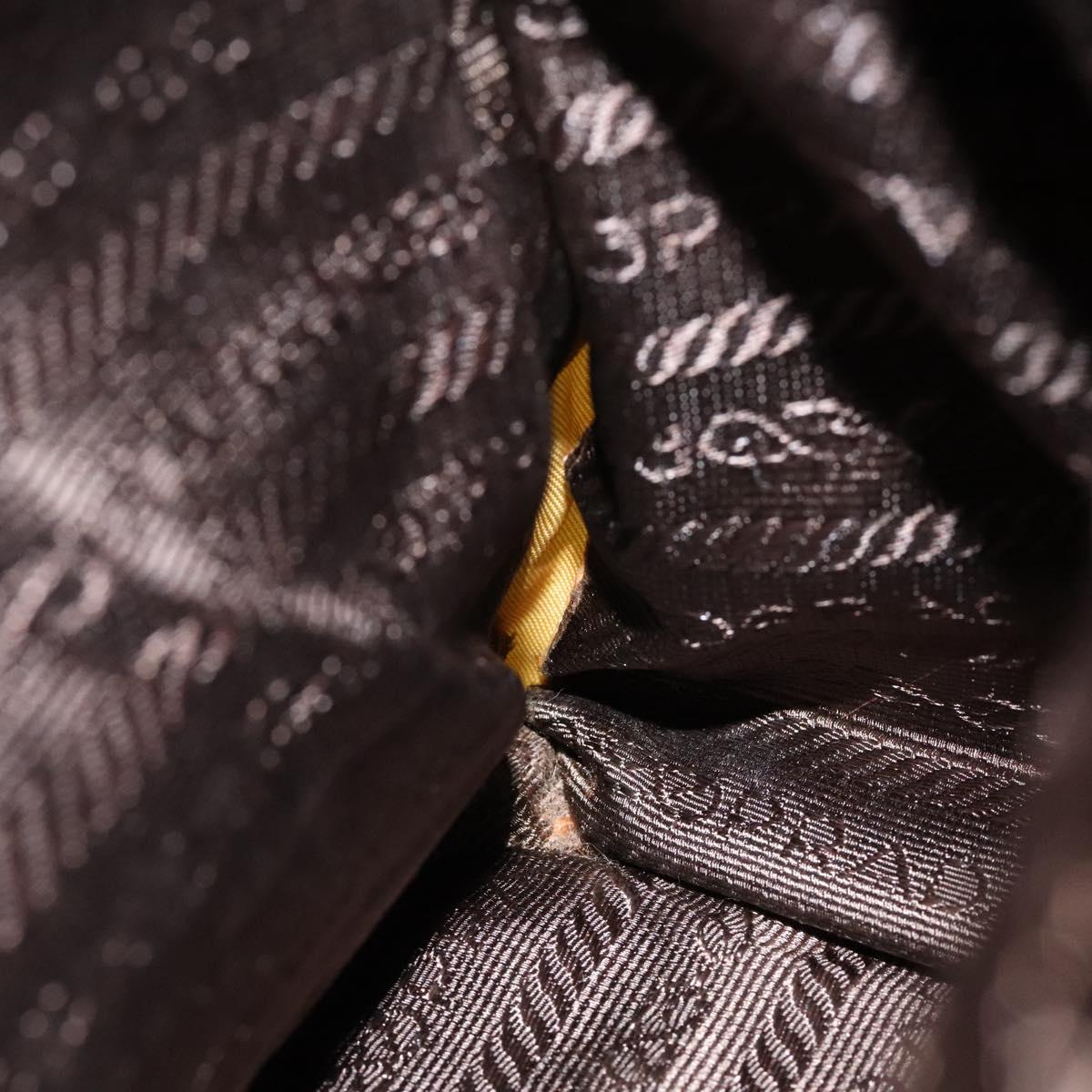 PRADA Hand Bag Nylon Metal Yellow Gold Auth 116493