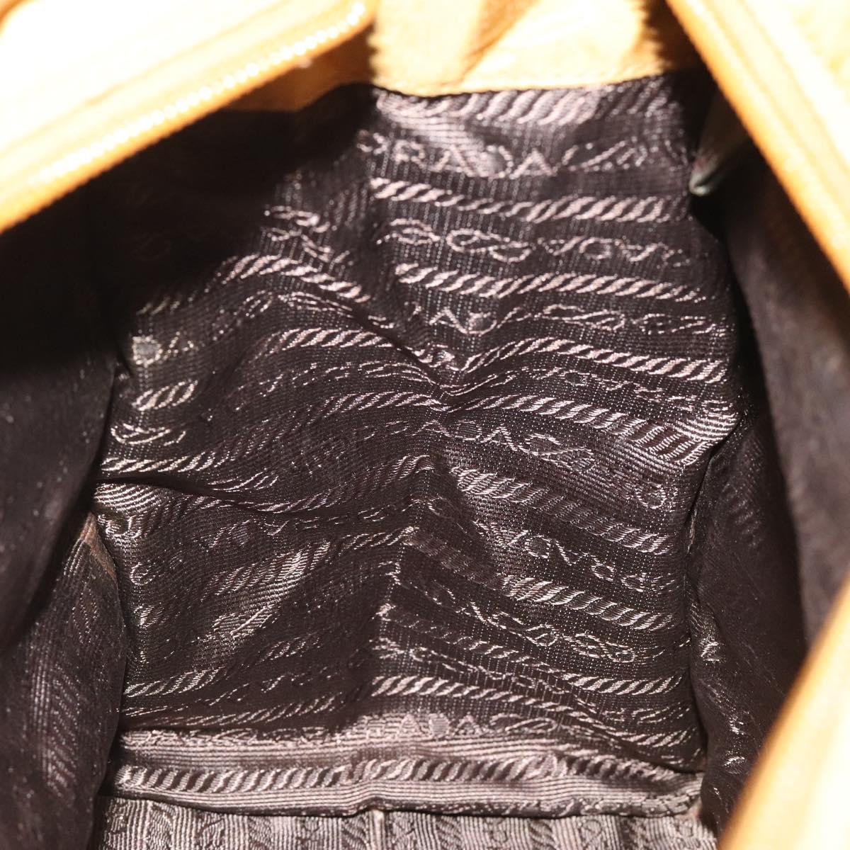 PRADA Hand Bag Nylon Metal Yellow Gold Auth 116493