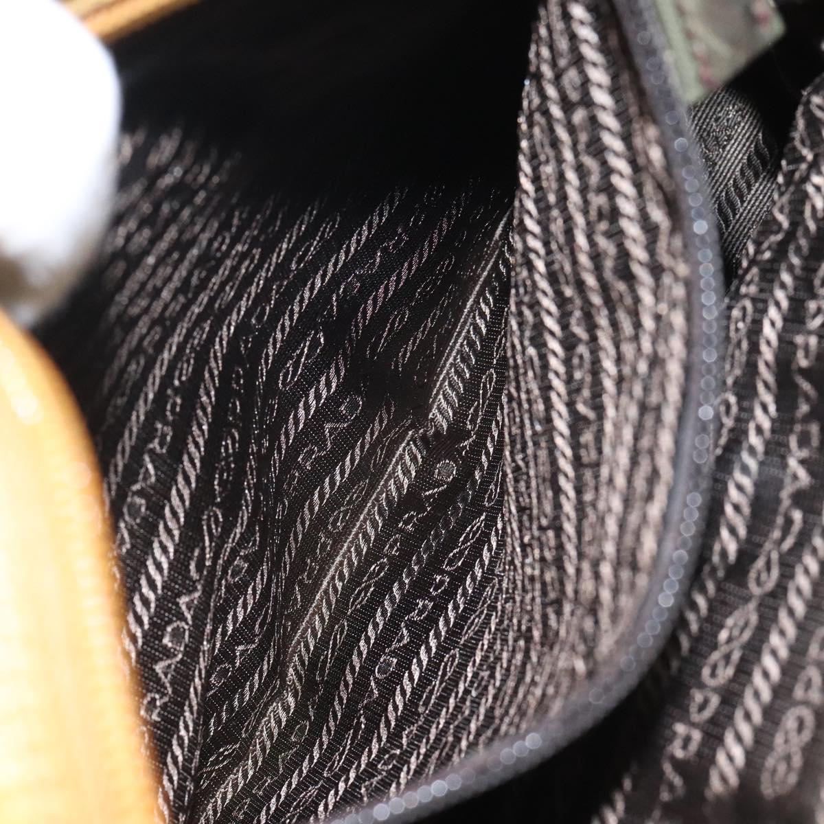 PRADA Hand Bag Nylon Metal Yellow Gold Auth 116493