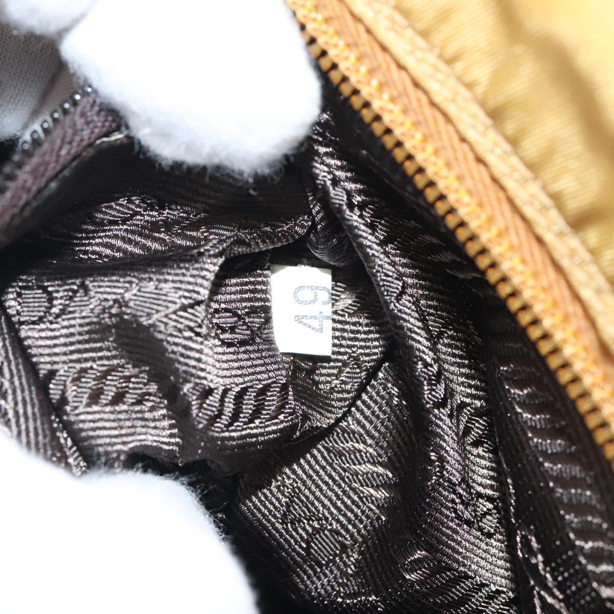 PRADA Hand Bag Nylon Metal Yellow Gold Auth 116493