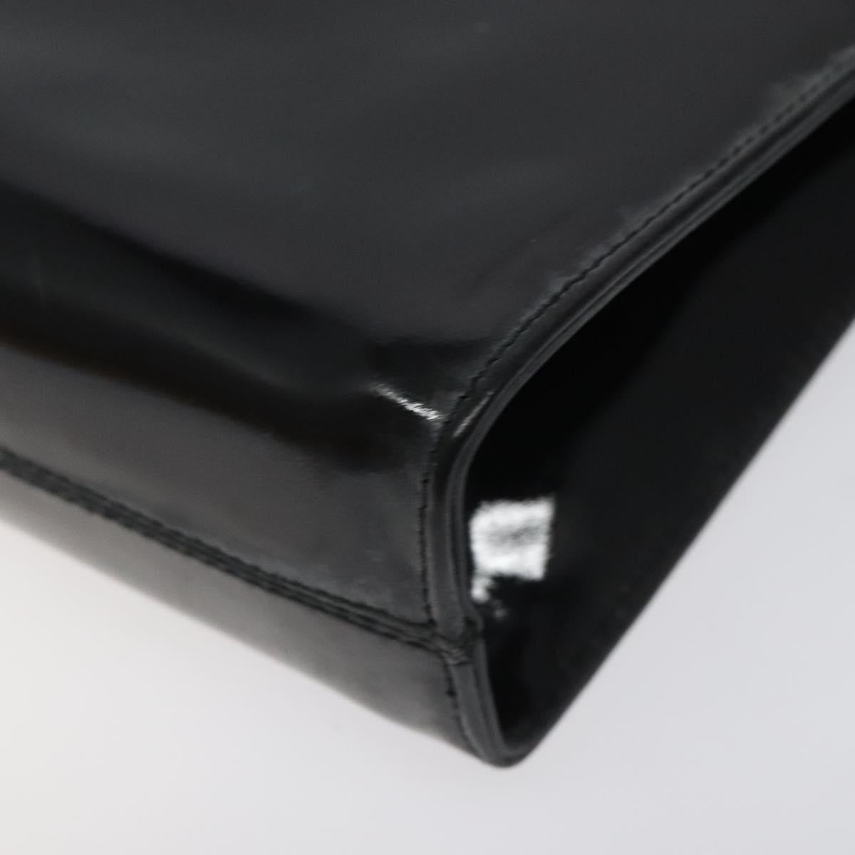 Salvatore Ferragamo Gancini Chain Shoulder Bag Patent leather Black Auth 116524