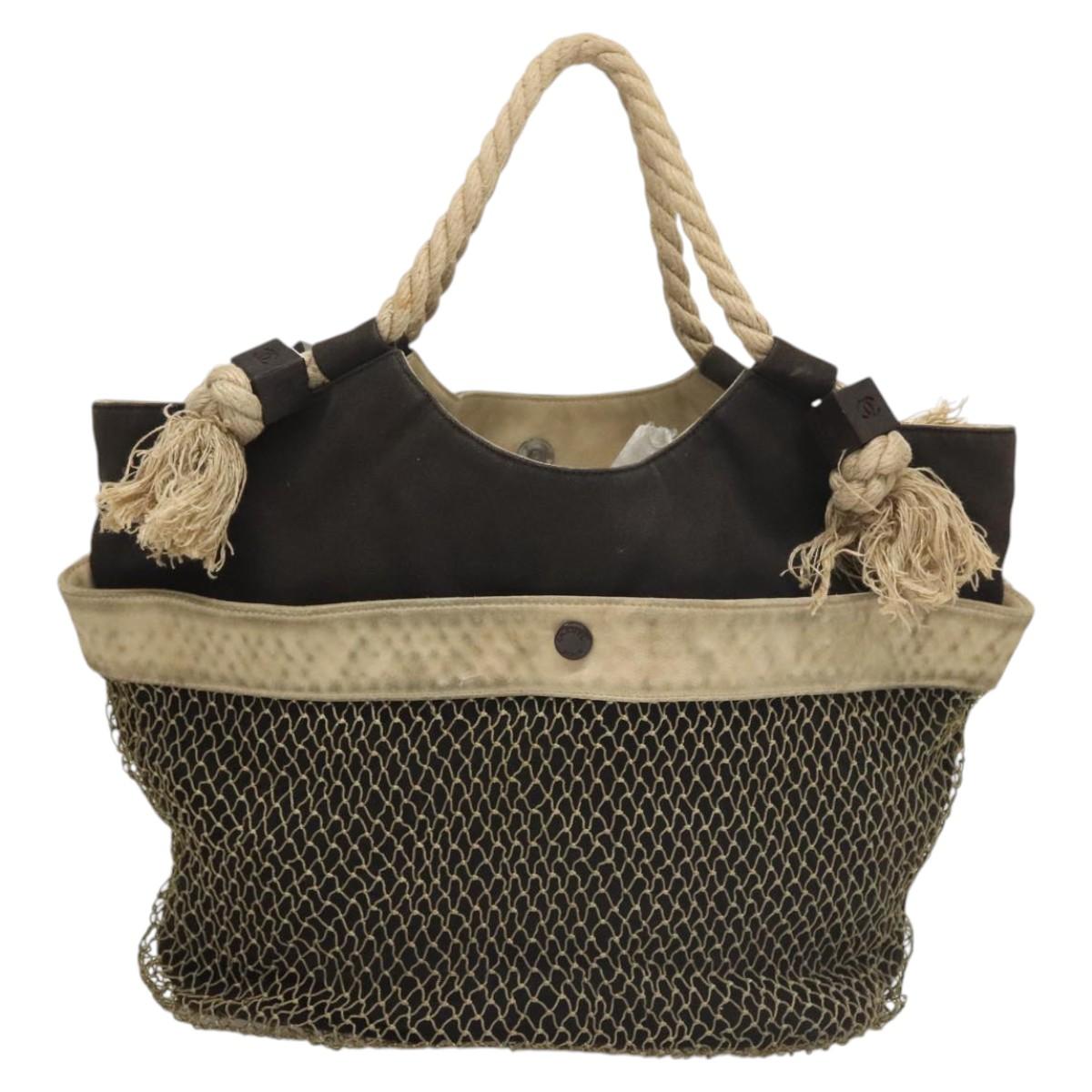 CHANEL Camelia Tote Bag Canvas Black CC Auth 116525