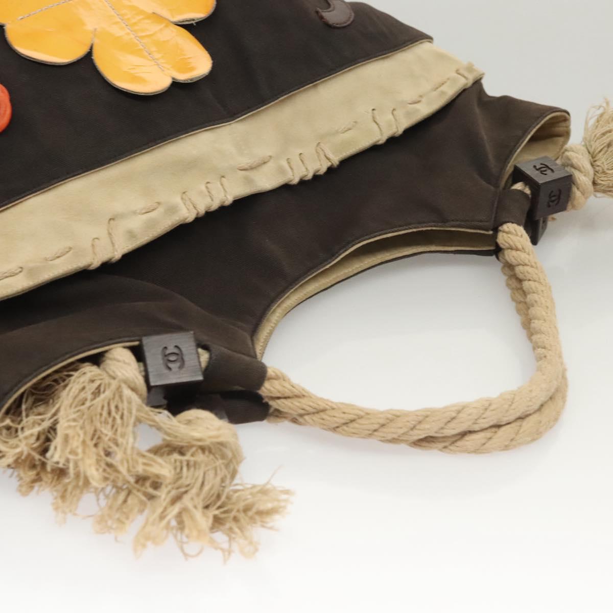 CHANEL Camelia Tote Bag Canvas Black CC Auth 116525