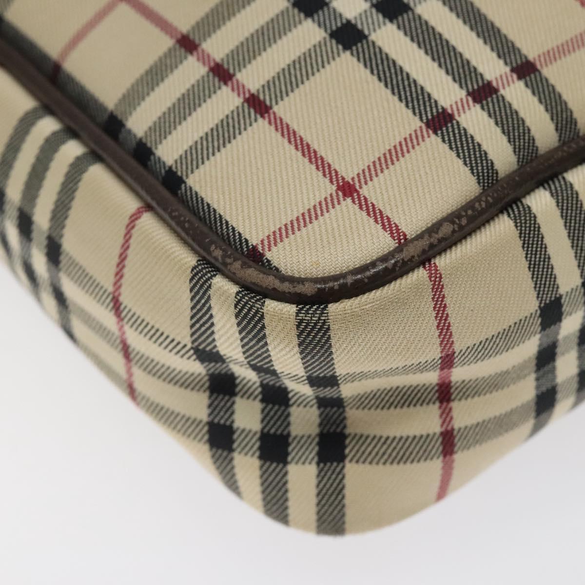 BURBERRY Nova Check Shoulder Bag Canvas Beige Silver Auth 116540