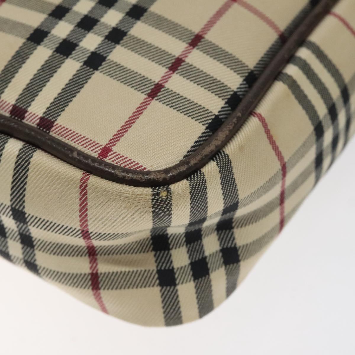 BURBERRY Nova Check Shoulder Bag Canvas Beige Silver Auth 116540