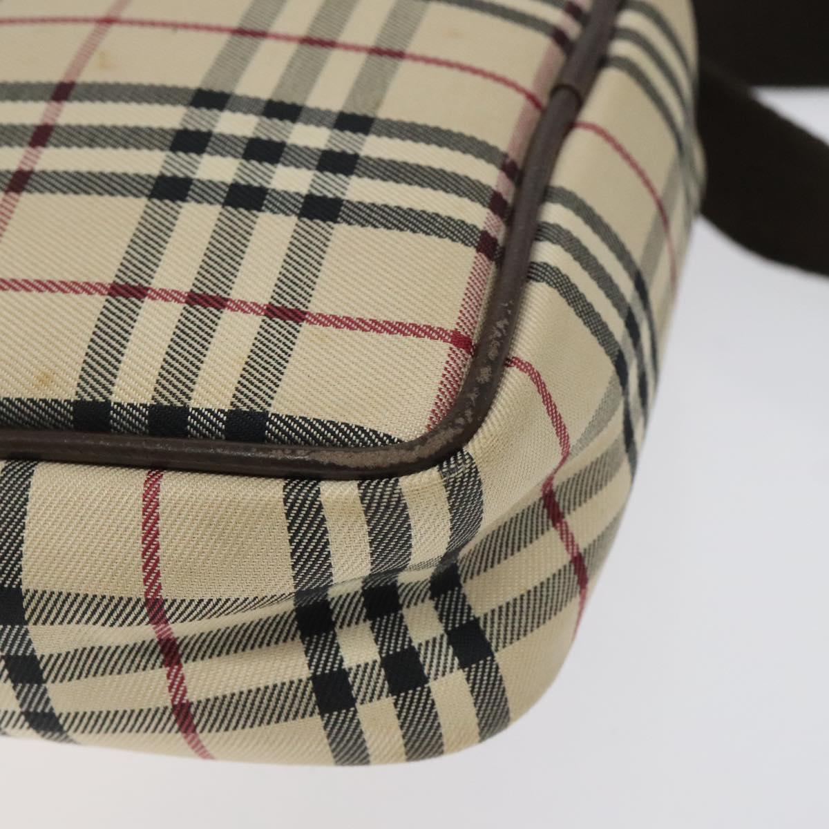 BURBERRY Nova Check Shoulder Bag Canvas Beige Silver Auth 116540