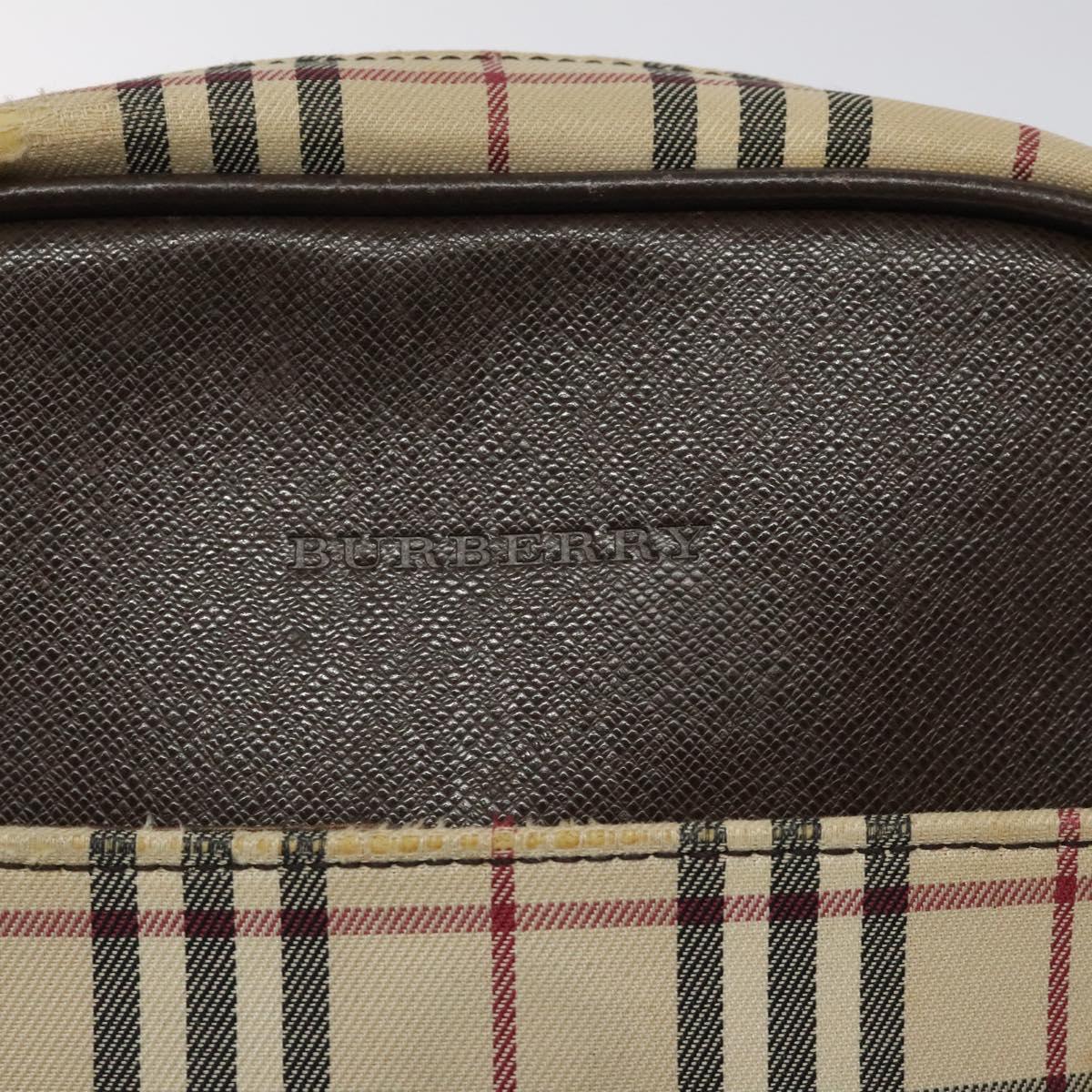 BURBERRY Nova Check Shoulder Bag Canvas Beige Silver Auth 116540