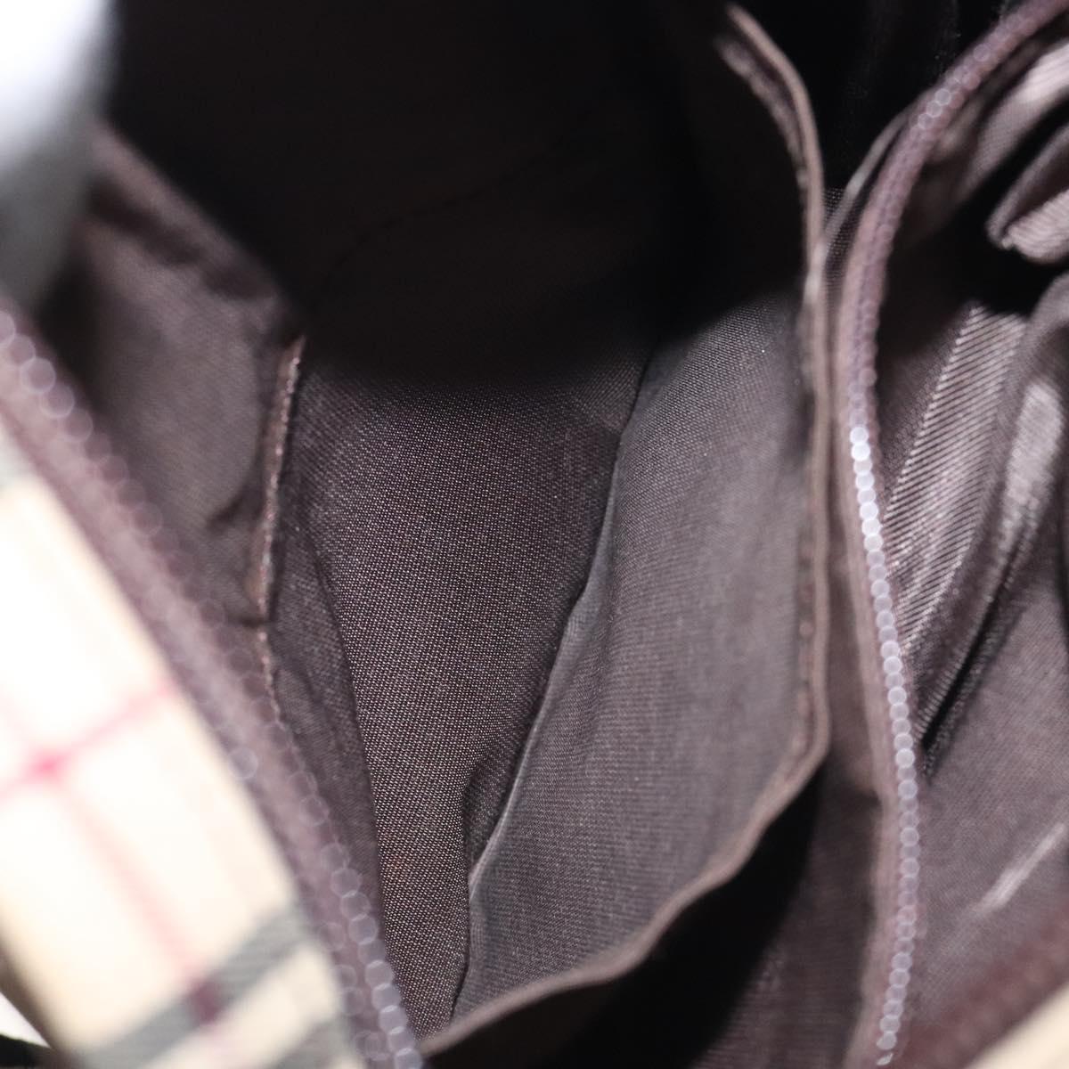 BURBERRY Nova Check Shoulder Bag Canvas Beige Silver Auth 116540