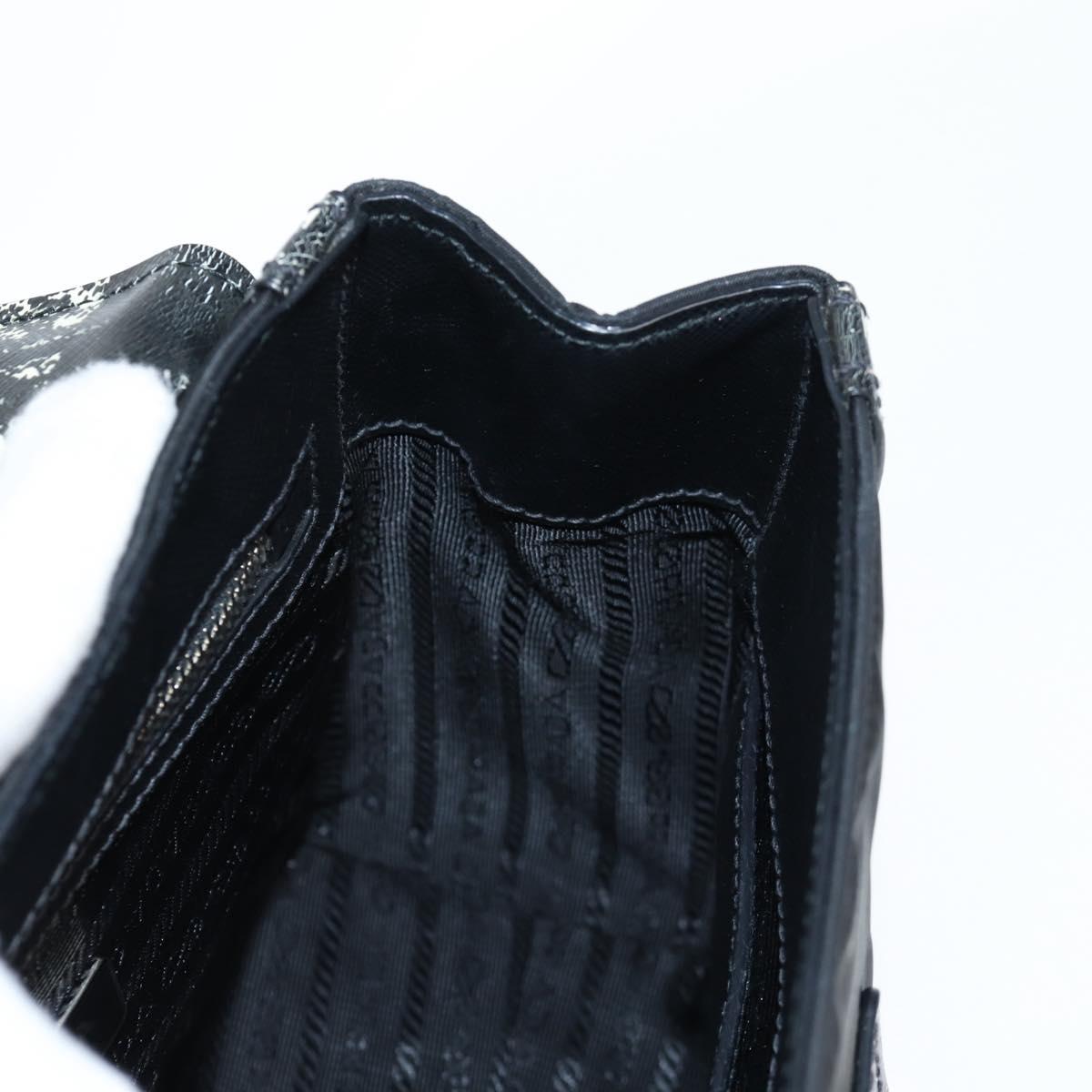 PRADA Hand Bag Nylon Leather 2way Black Silver Auth 116542AM