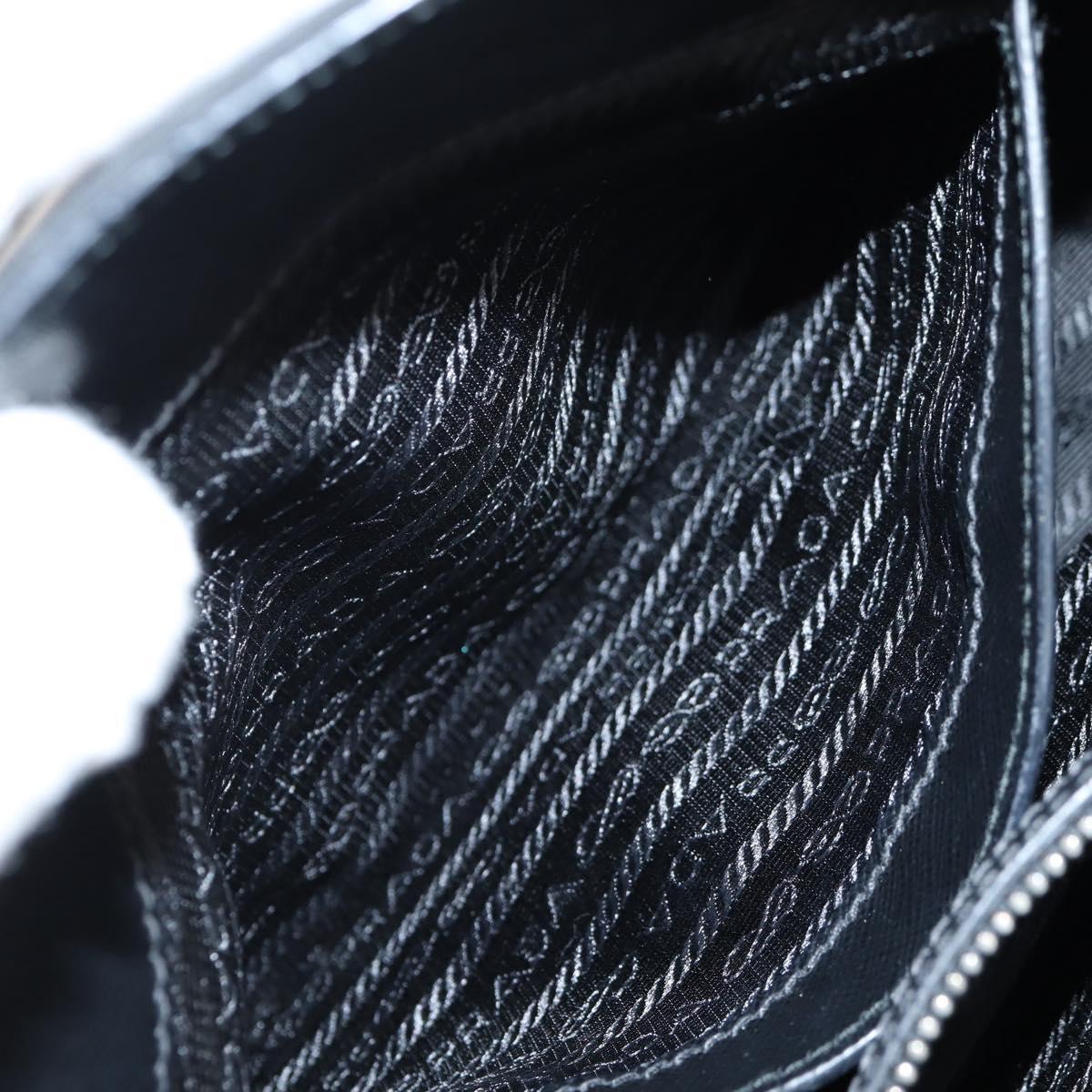 PRADA Hand Bag Nylon Leather 2way Black Silver Auth 116542AM