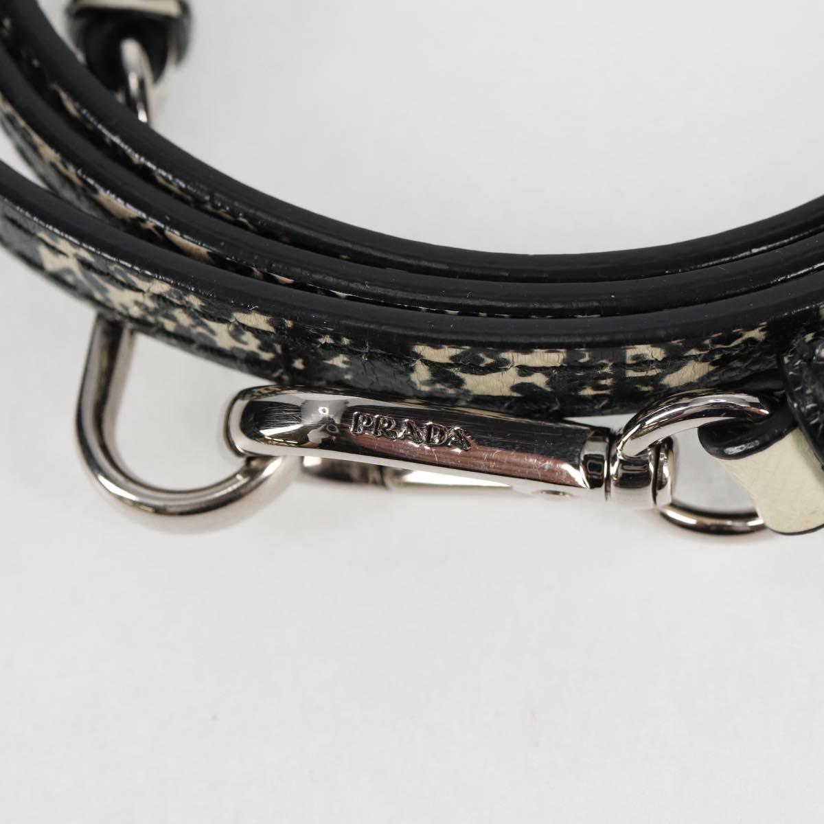 PRADA Hand Bag Nylon Leather 2way Black Silver Auth 116542AM